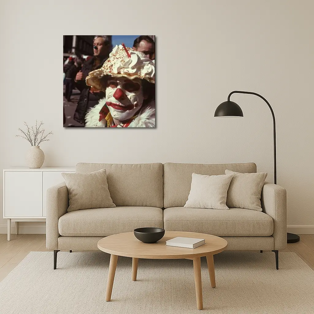 Clown With Pie Hat City Street – Wall Art
