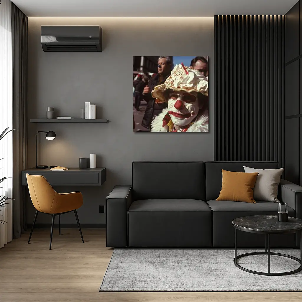 Clown With Pie Hat City Street – Wall Art