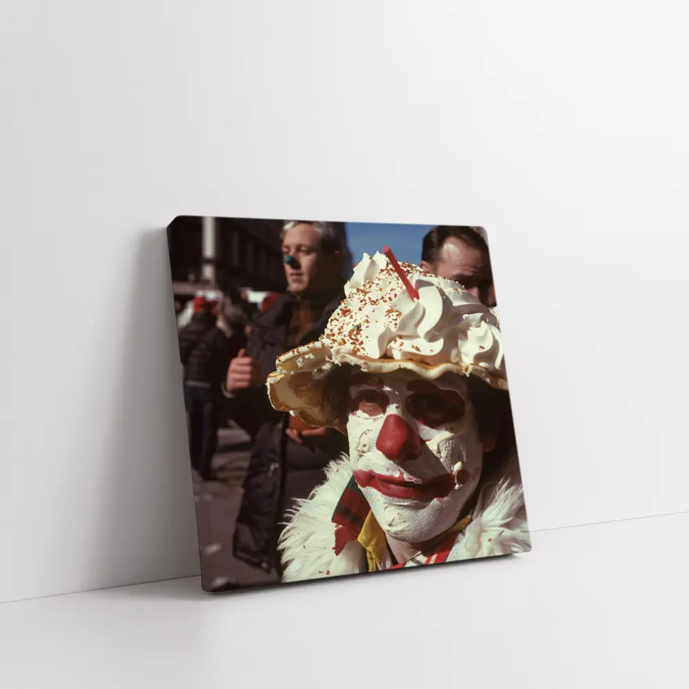 Clown With Pie Hat City Street – Wall Art