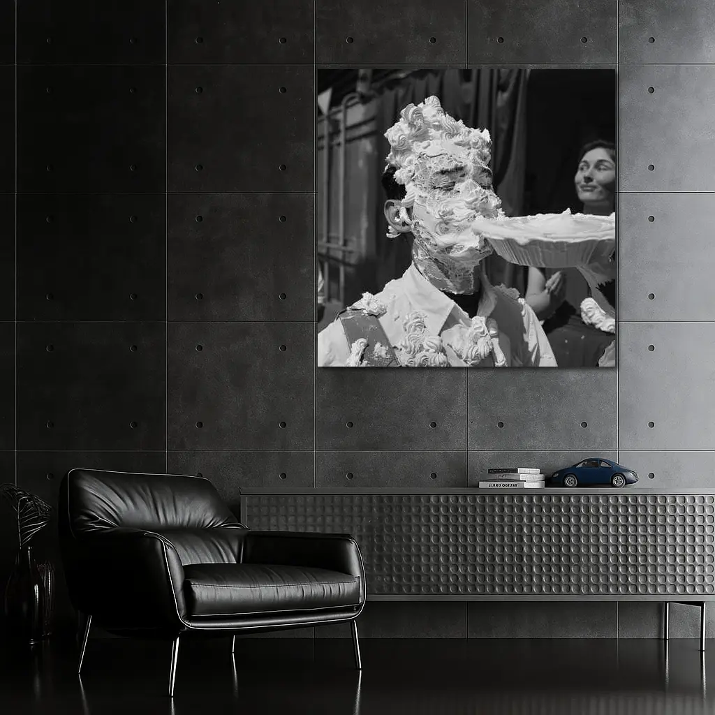 Man Covered In Cream Pie Black White – Wall Art
