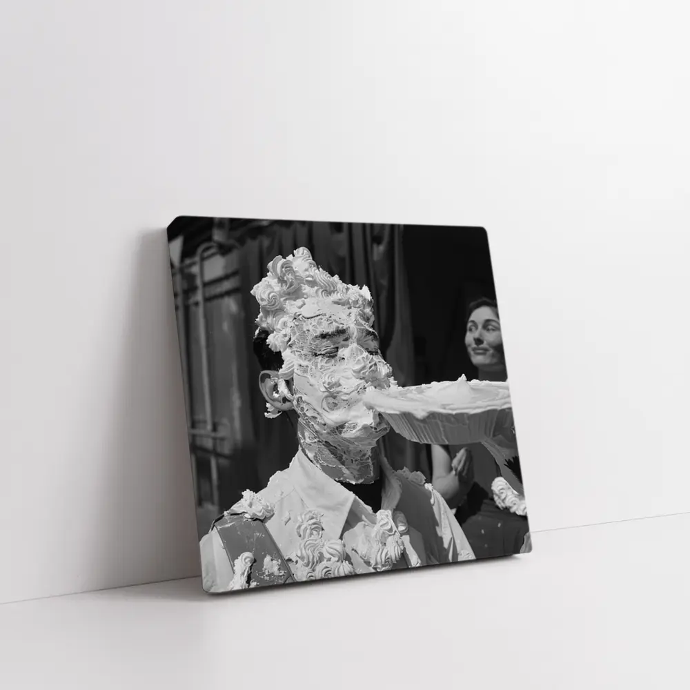 Man Covered In Cream Pie Black White – Wall Art
