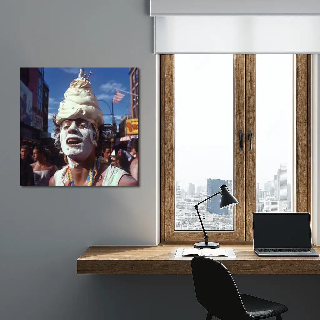 Ice Cream Head Man Street Parade Crowd – Wall Art
