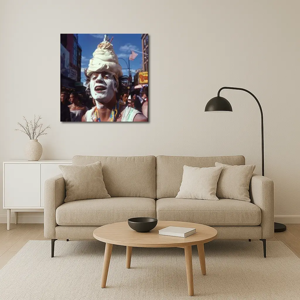 Ice Cream Head Man Street Parade Crowd – Wall Art