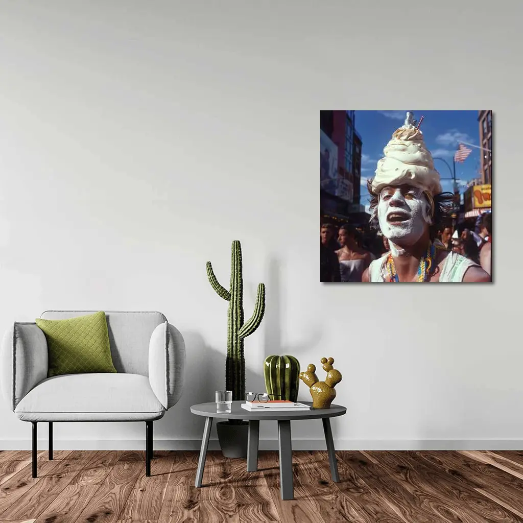 Ice Cream Head Man Street Parade Crowd – Wall Art