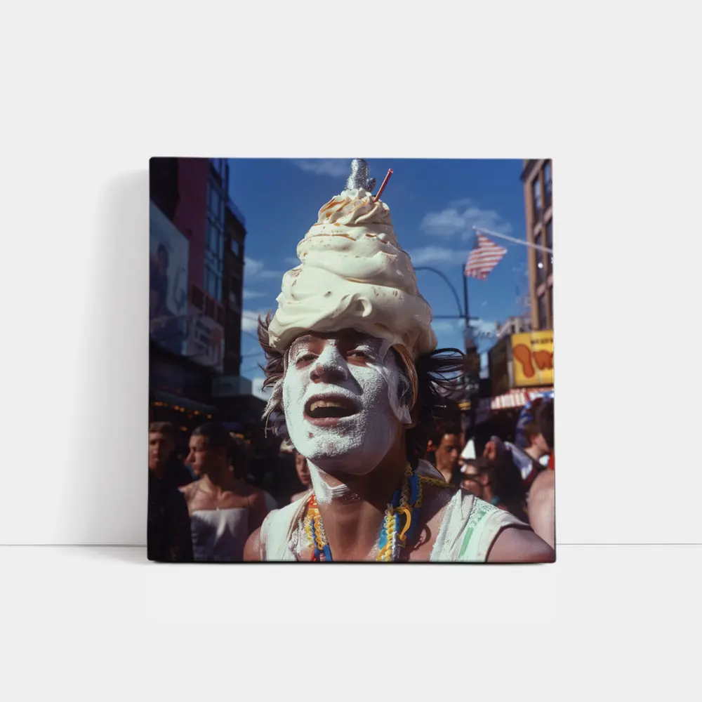 Ice Cream Head Man Street Parade Crowd – Wall Art