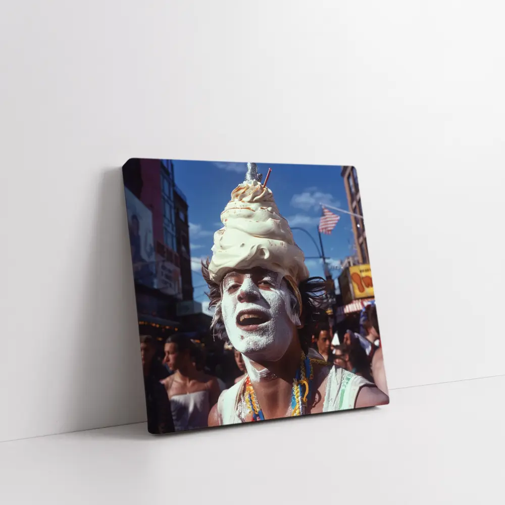 Ice Cream Head Man Street Parade Crowd – Wall Art