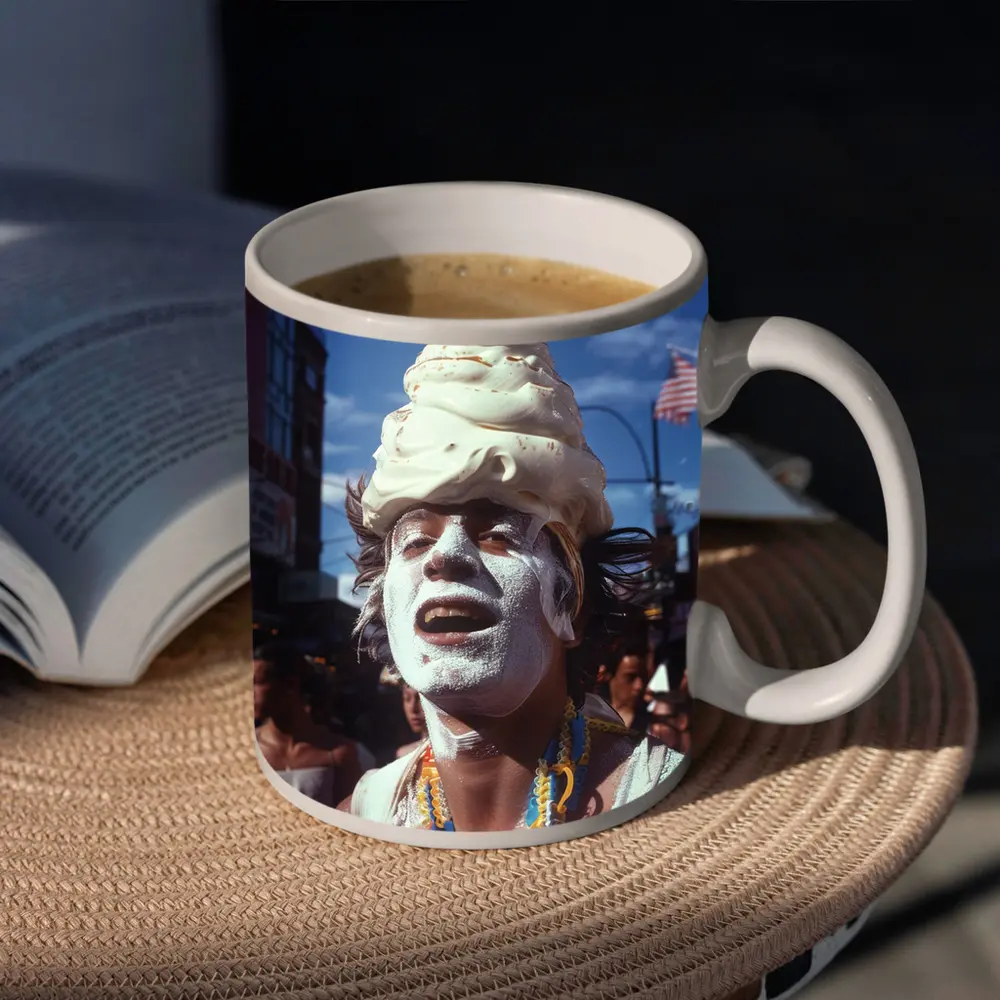 Ice Cream Head Man Street Parade Crowd – Mugs