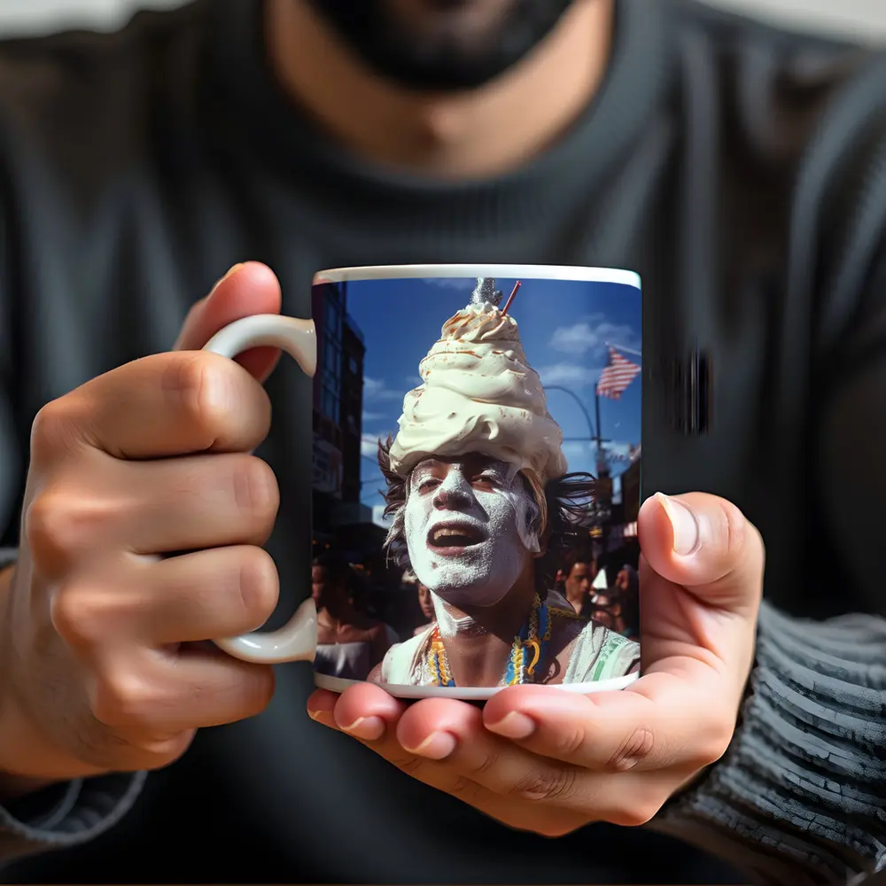 Ice Cream Head Man Street Parade Crowd – Mugs