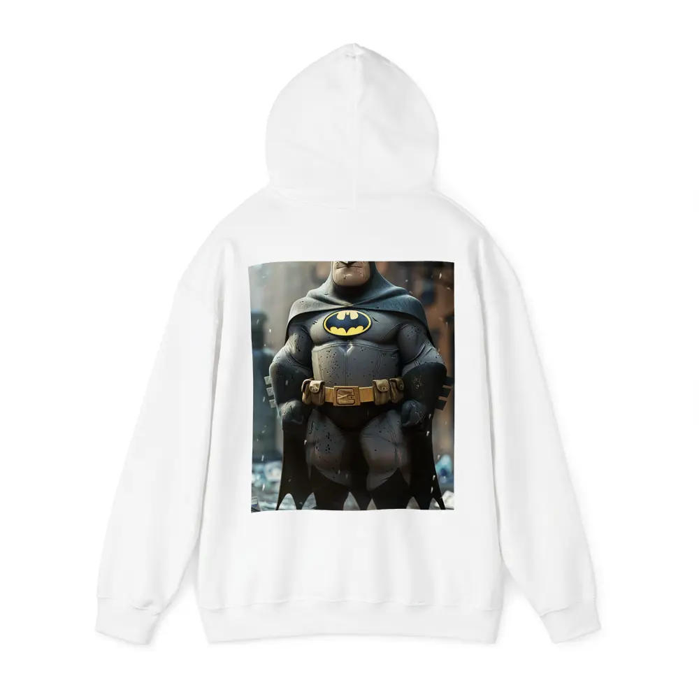Chubby Batman Superhero Standing City Ruins – Hoodies