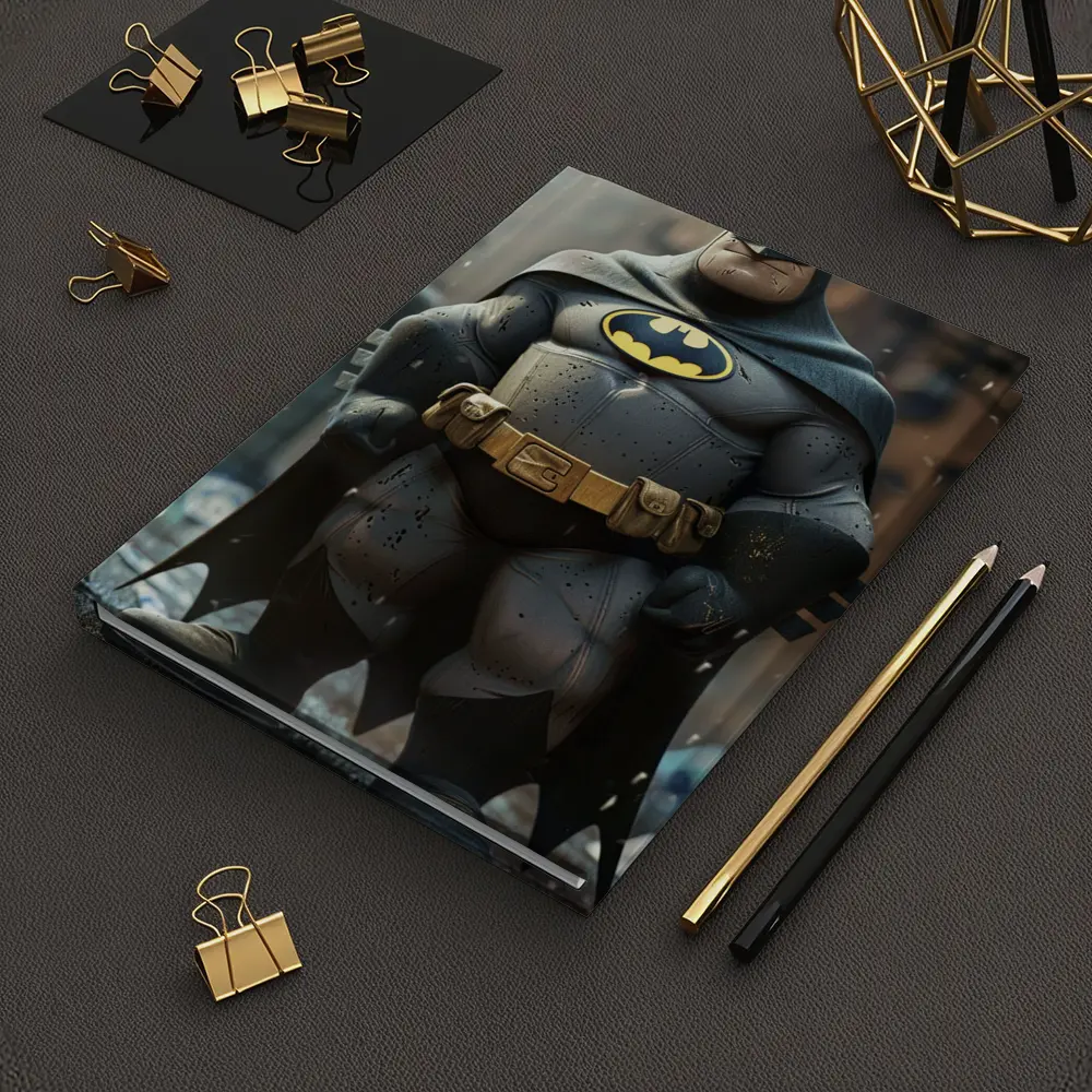 Chubby Batman Superhero Standing City Ruins – Notebooks