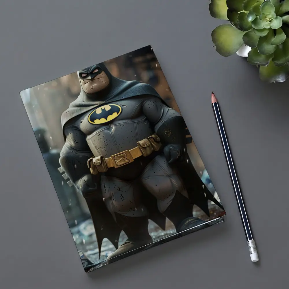 Chubby Batman Superhero Standing City Ruins – Notebooks