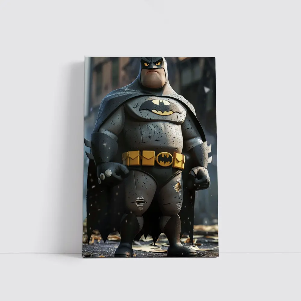 Chubby Batman Cartoon Character Urban Street – Wall Art