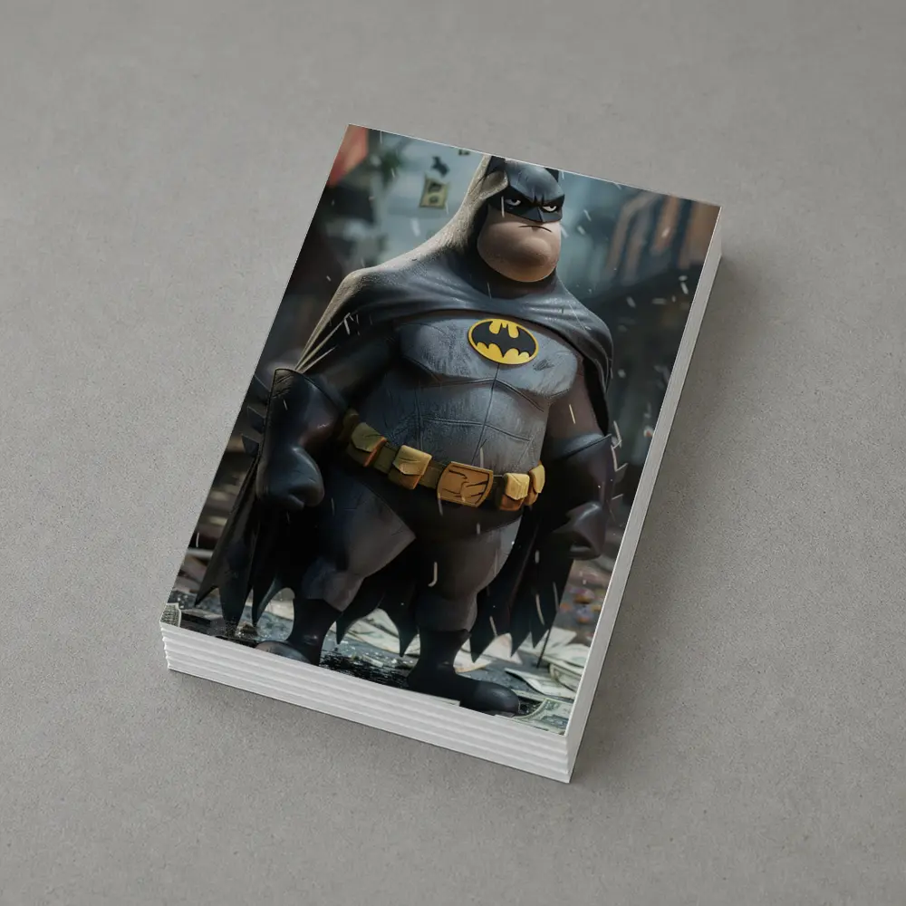 Chubby Batman Standing in Rainy City – Postcards