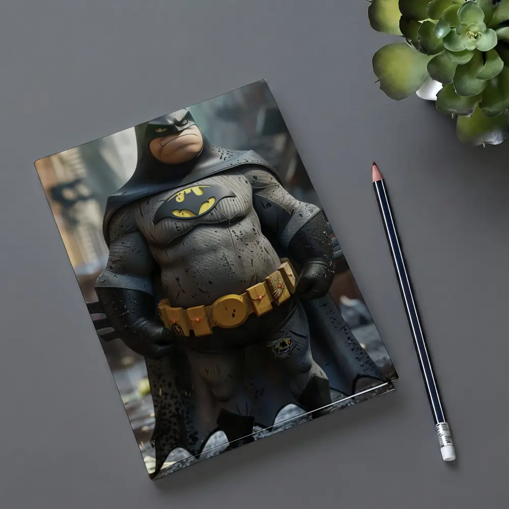 Chubby Batman Cartoon Art Urban Background – Notebooks