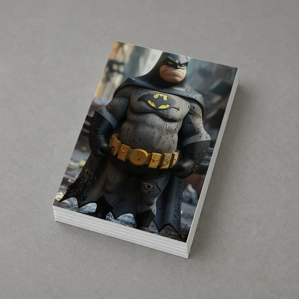 Chubby Batman Cartoon Art Urban Background – Postcards
