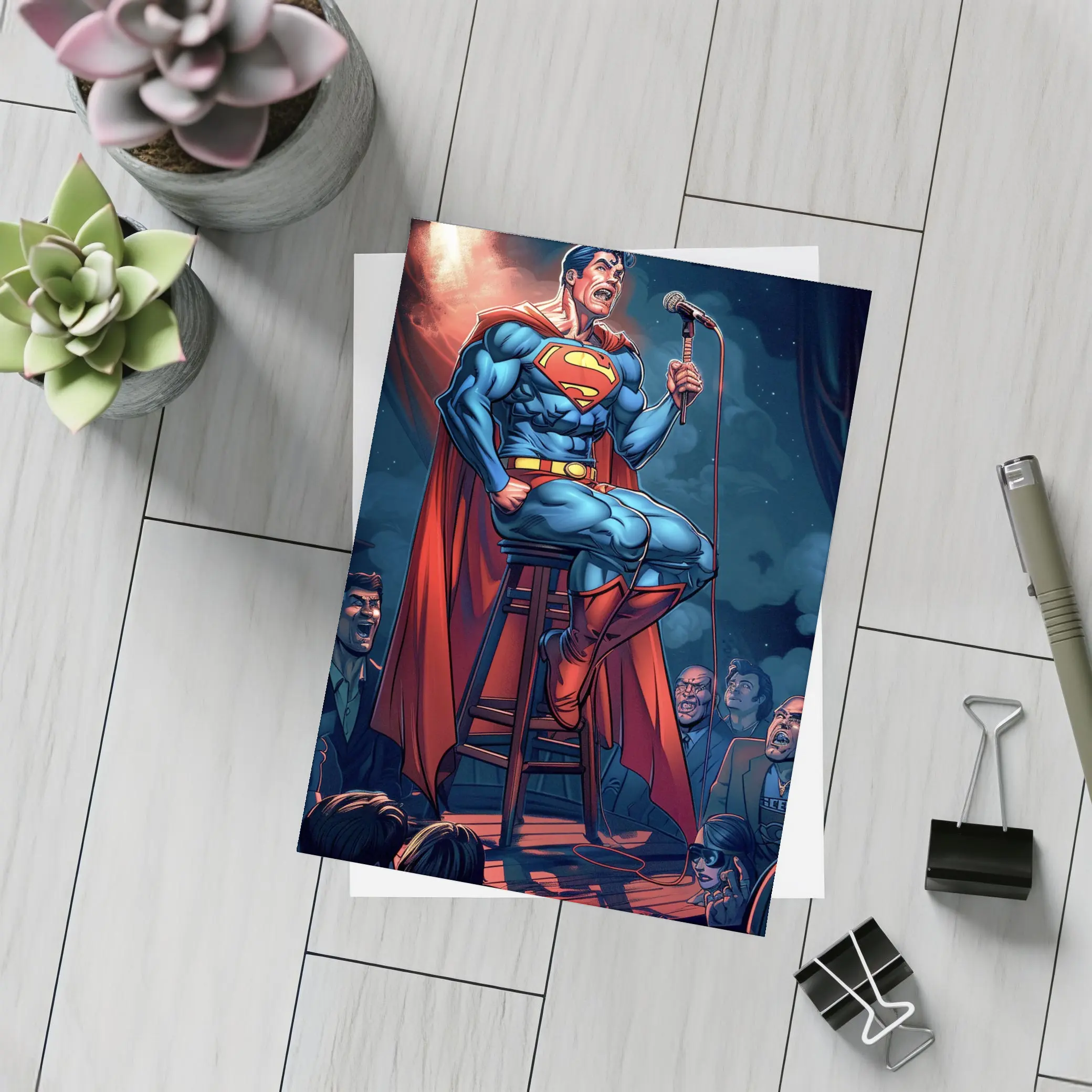 Superman Stand Up Comedy Show Comic Art – Postcards