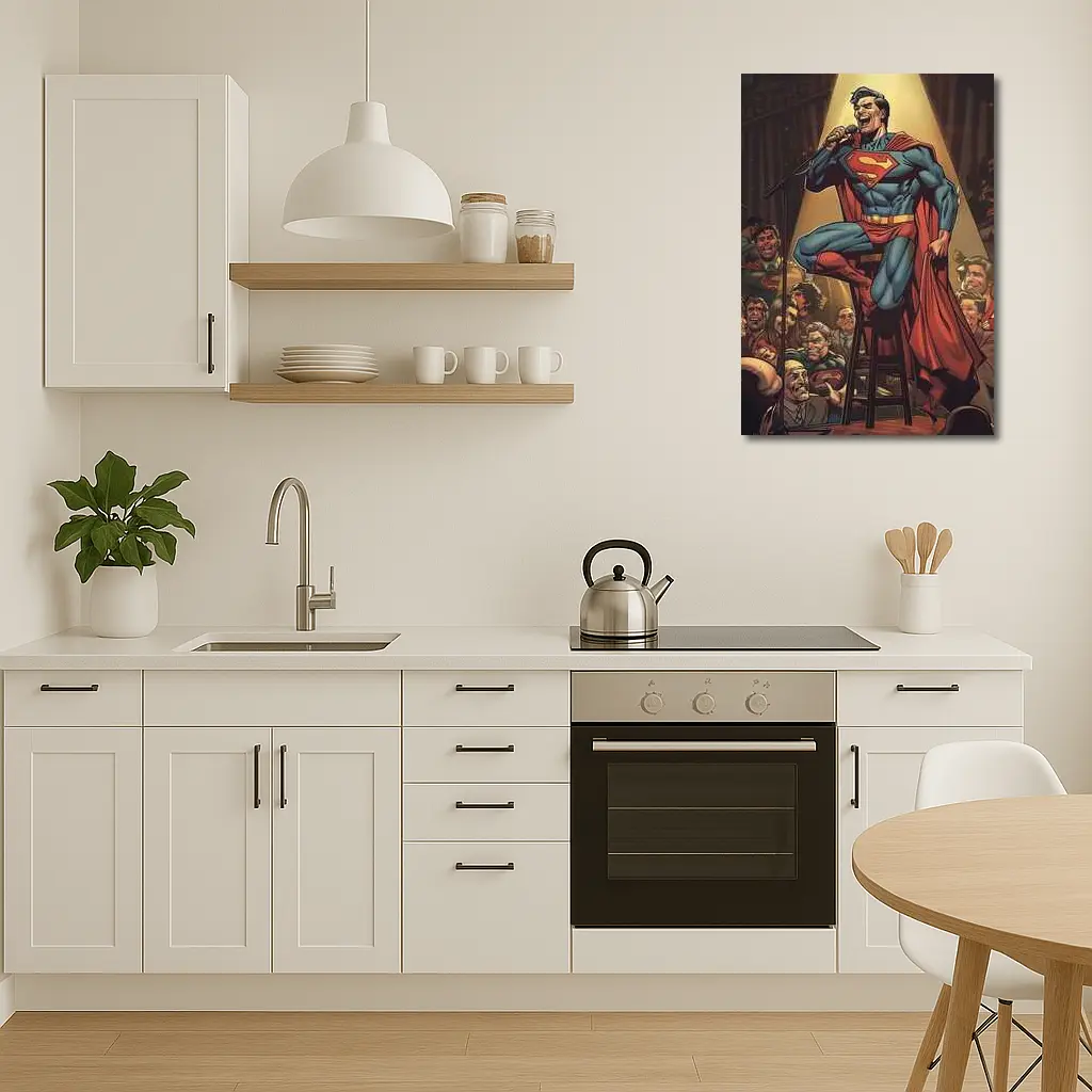 Superman Superhero Stand Up Comedy Stage Art – Wall Art