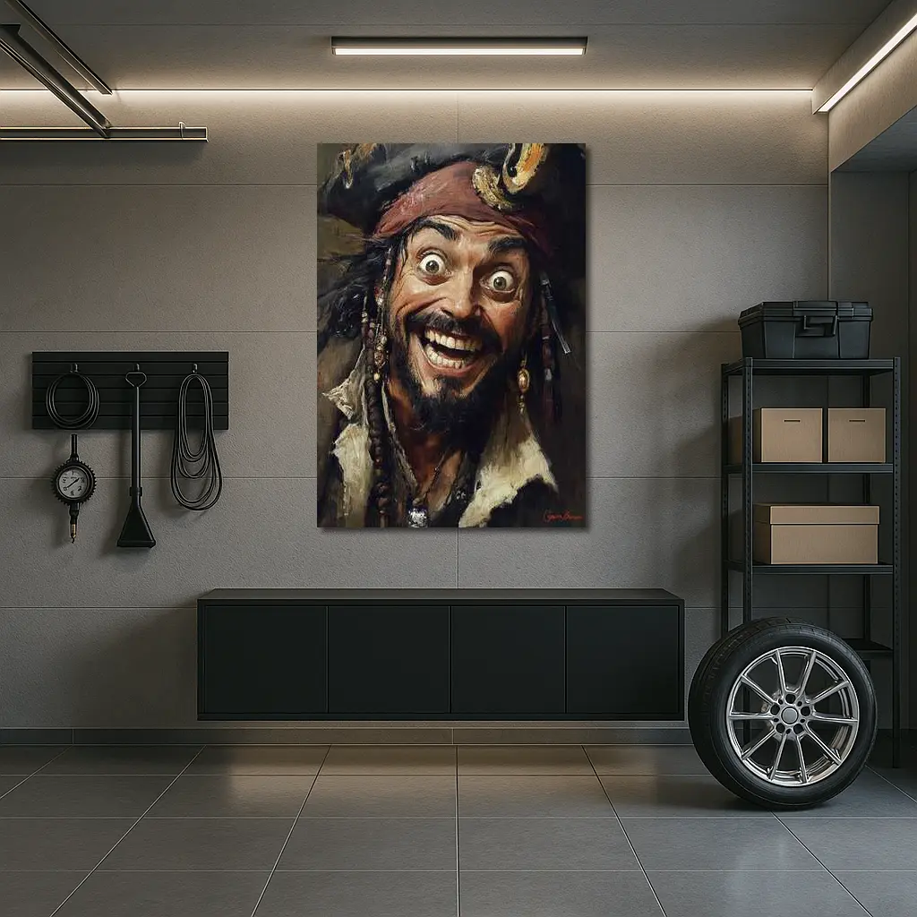 Crazy Pirate Portrait Oil Painting Art – Wall Art