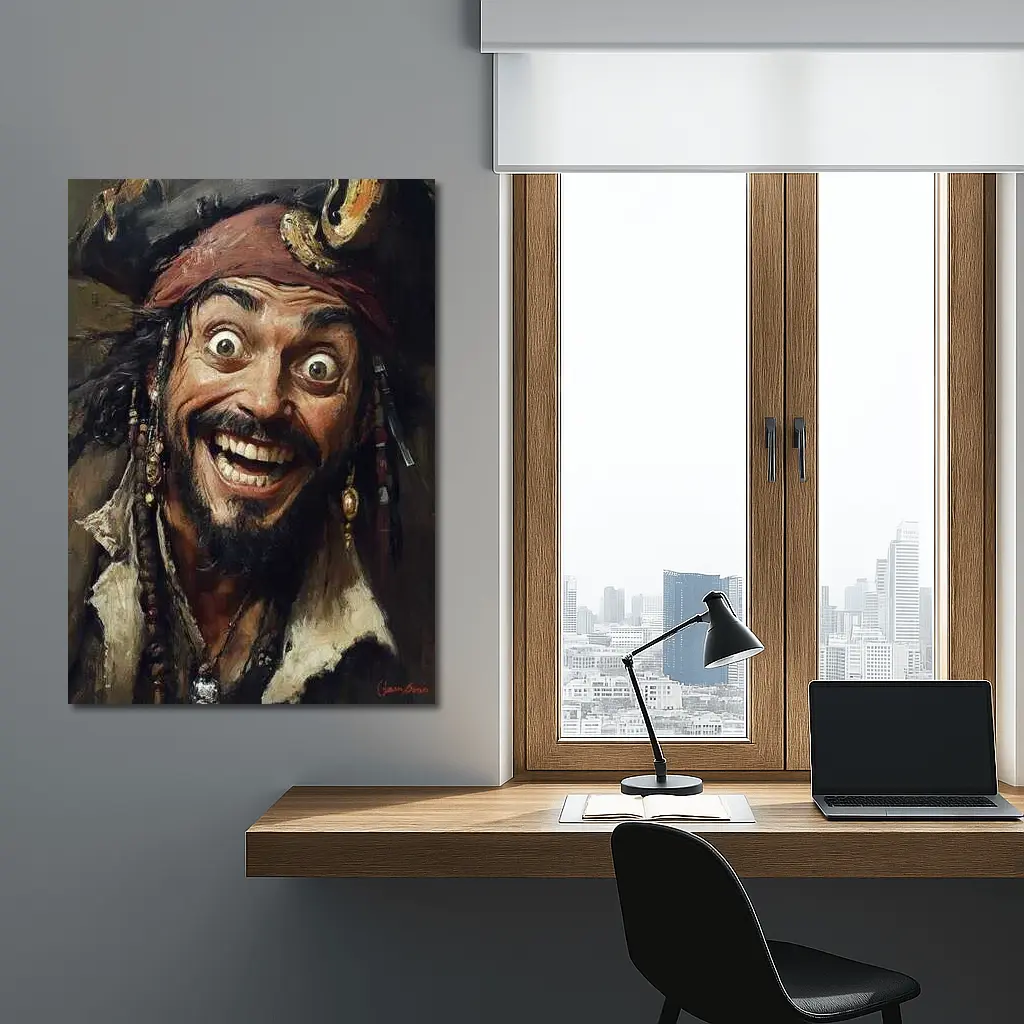 Crazy Pirate Portrait Oil Painting Art – Wall Art