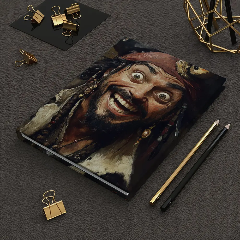Crazy Pirate Portrait Oil Painting Art – Notebooks