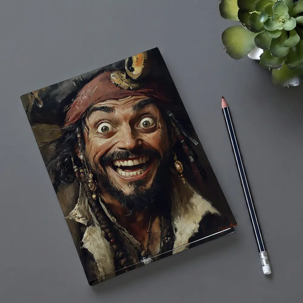 Crazy Pirate Portrait Oil Painting Art – Notebooks
