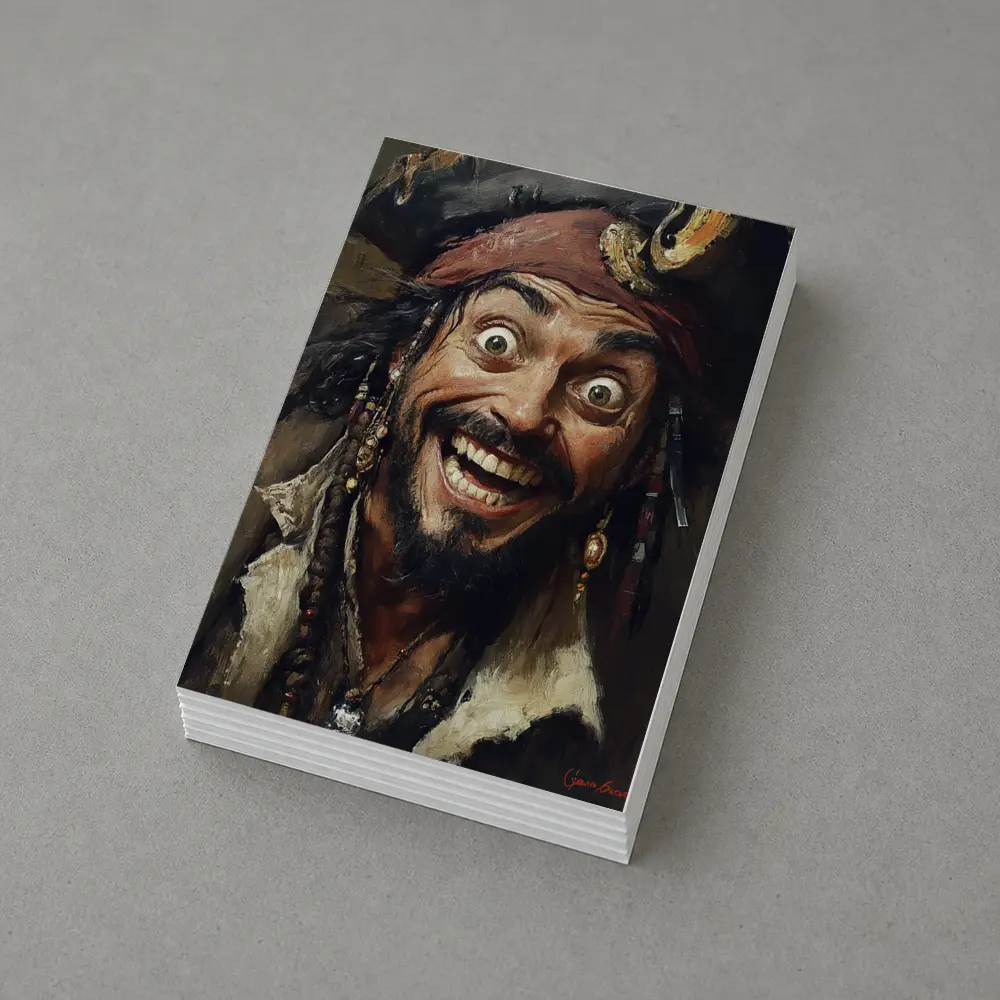 Crazy Pirate Portrait Oil Painting Art – Postcards