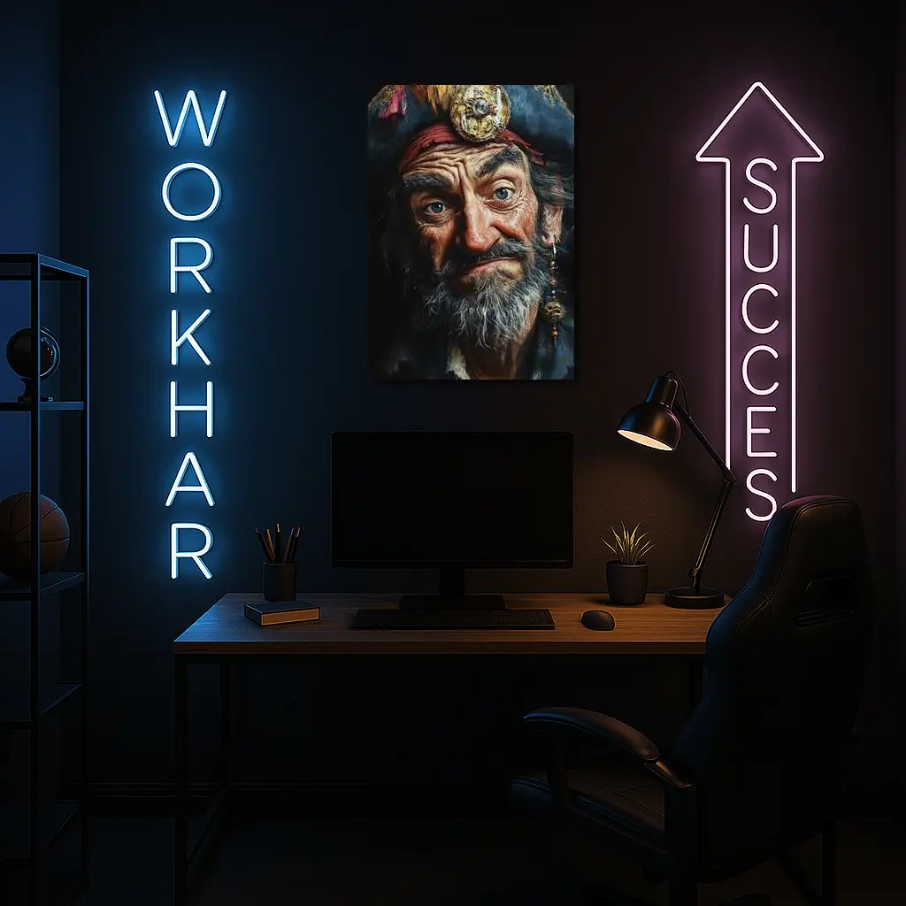 Old Pirate Portrait Dark Oil Painting Art – Wall Art
