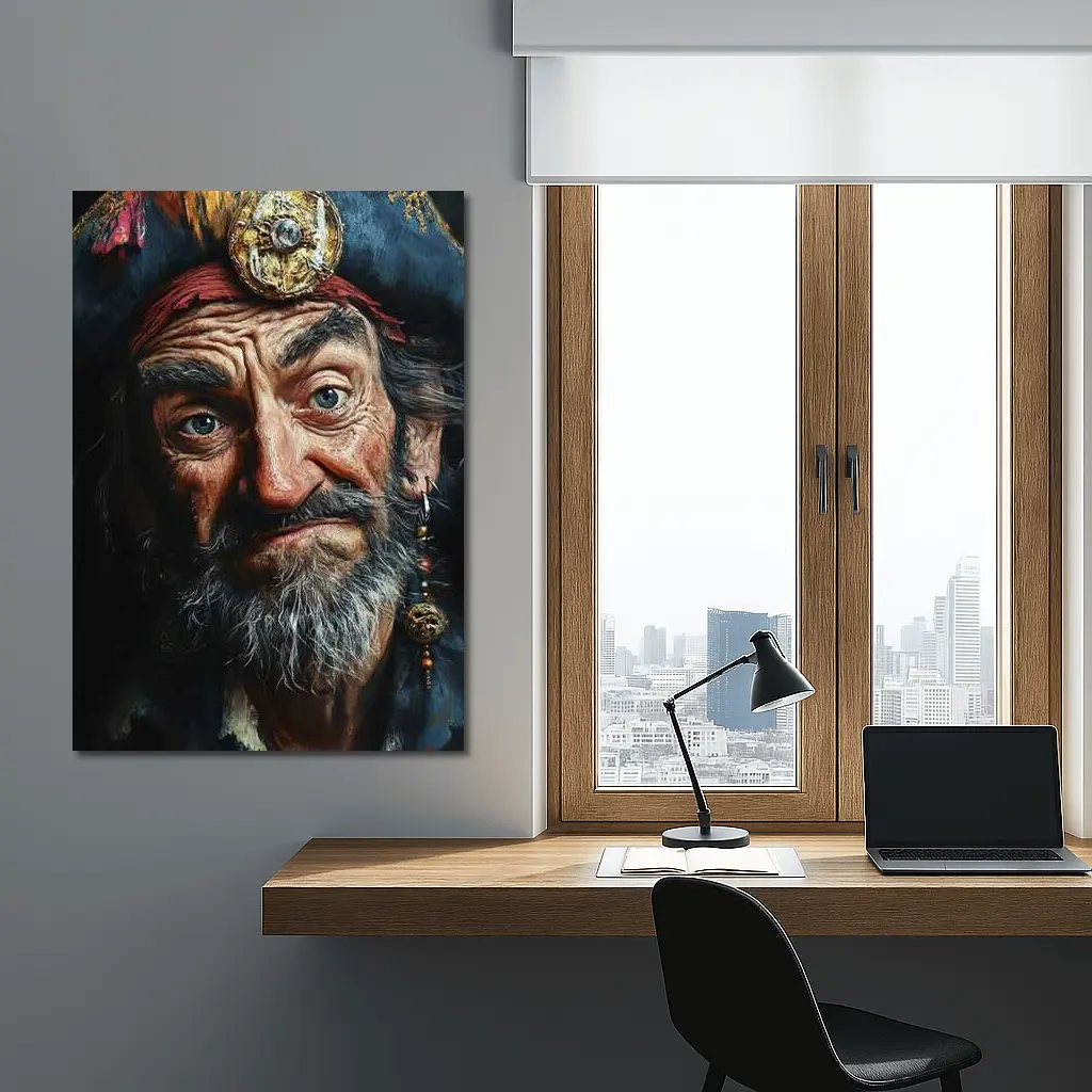 Old Pirate Portrait Dark Oil Painting Art – Wall Art