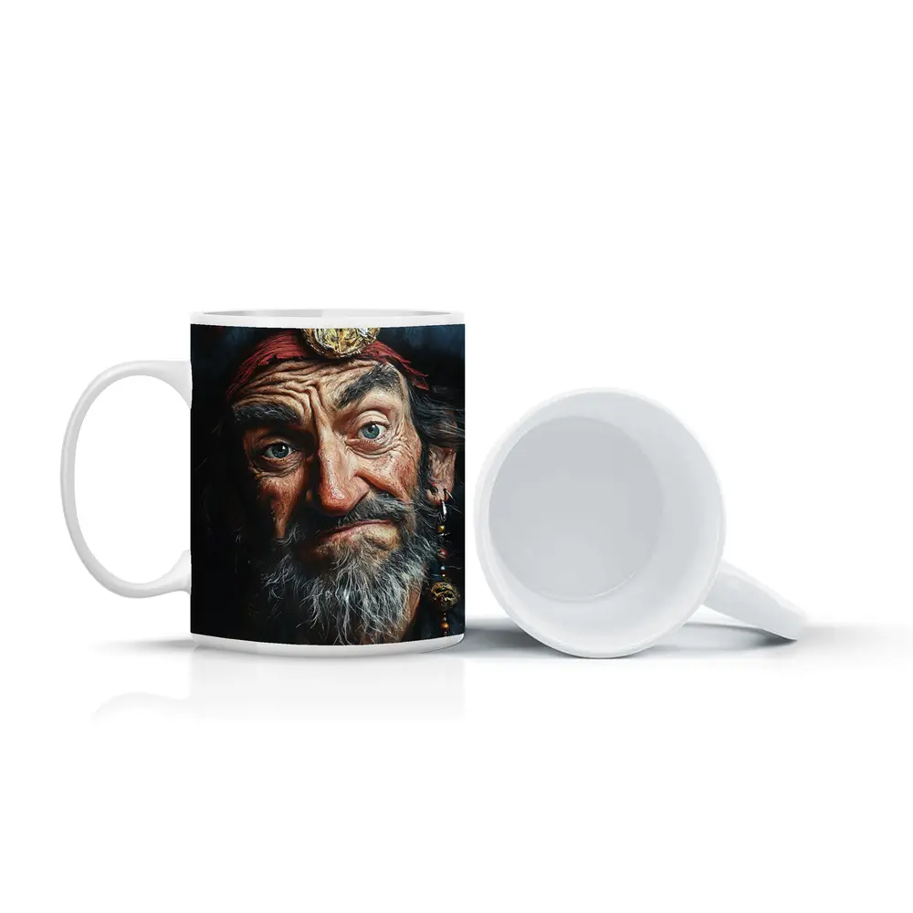 Old Pirate Portrait Dark Oil Painting Art – Mugs