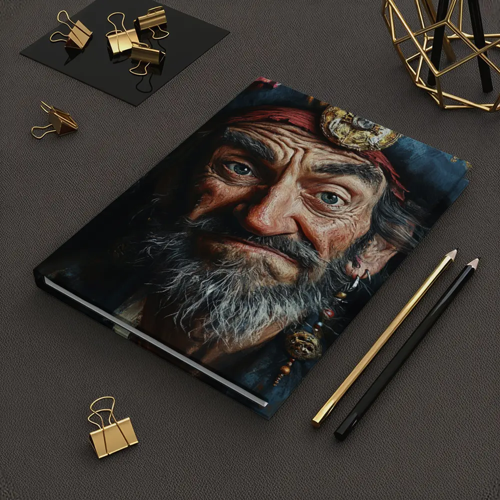 Old Pirate Portrait Dark Oil Painting Art – Notebooks