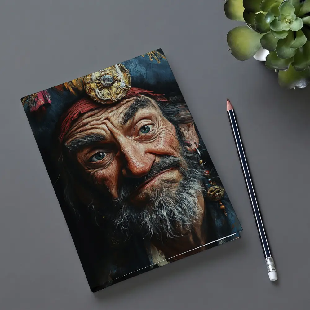 Old Pirate Portrait Dark Oil Painting Art – Notebooks