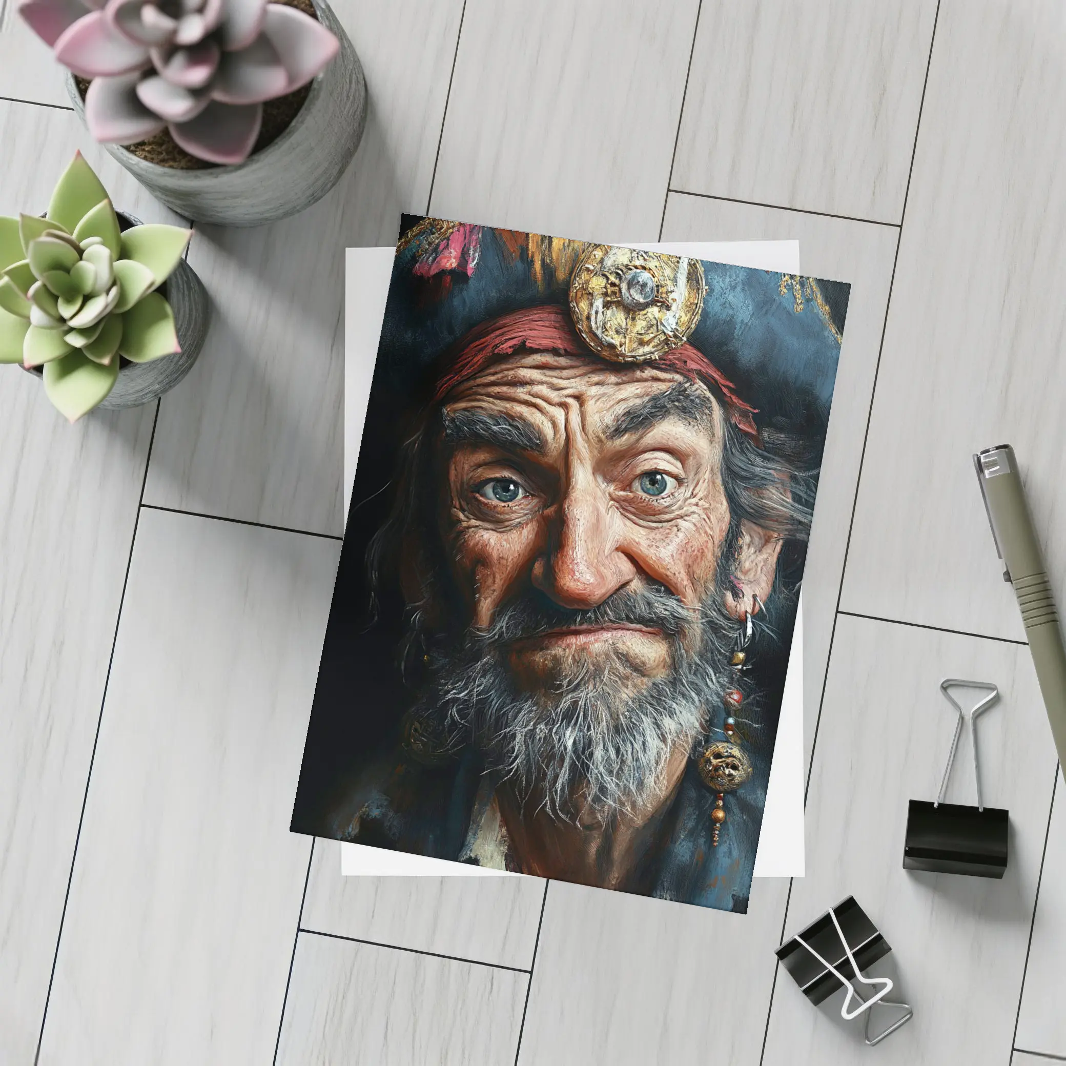 Old Pirate Portrait Dark Oil Painting Art – Postcards