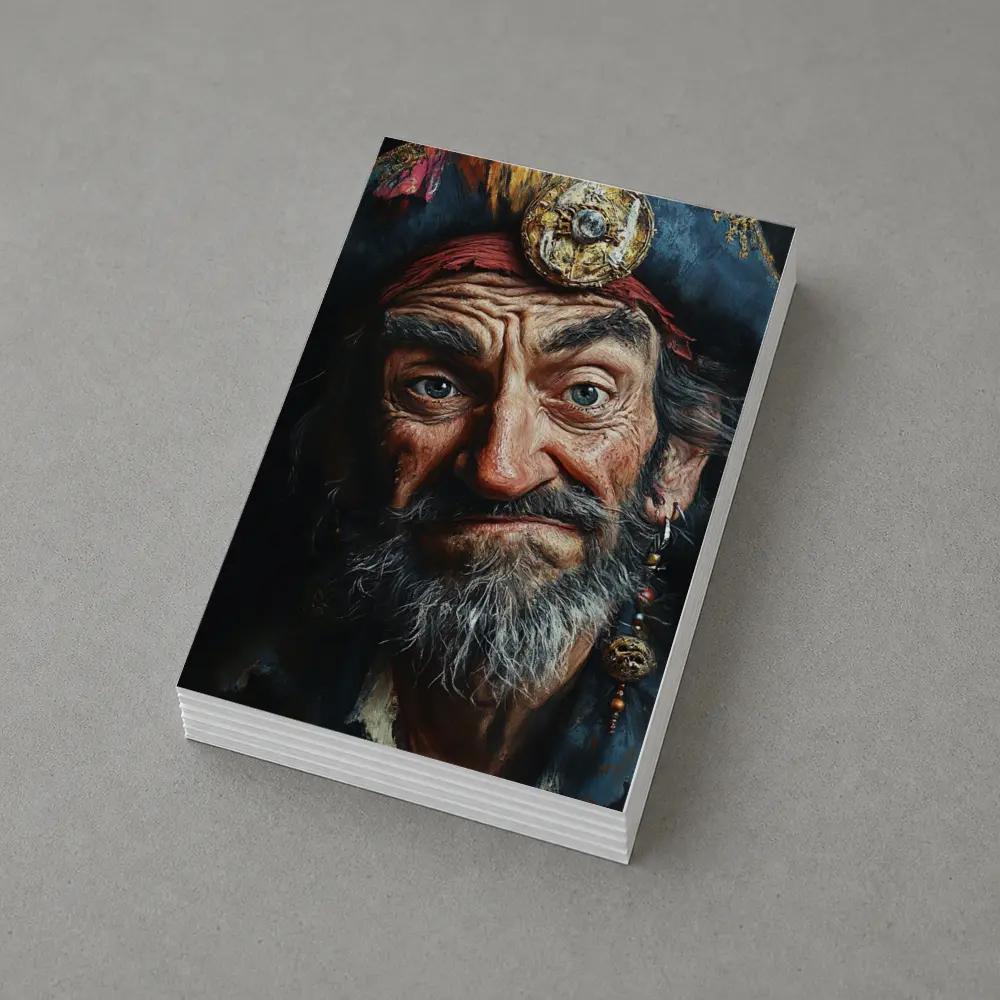 Old Pirate Portrait Dark Oil Painting Art – Postcards
