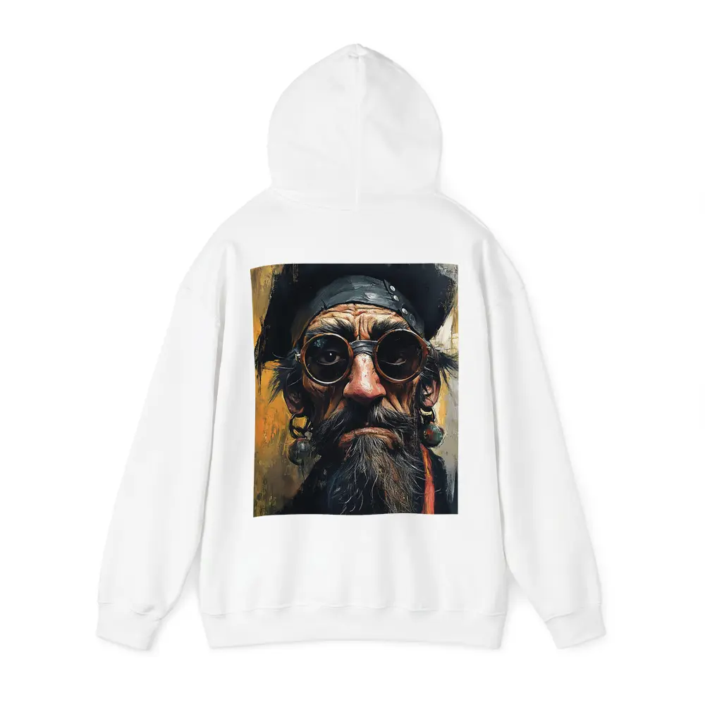 Old Pirate Portrait Oil Painting Golden Background – Hoodies