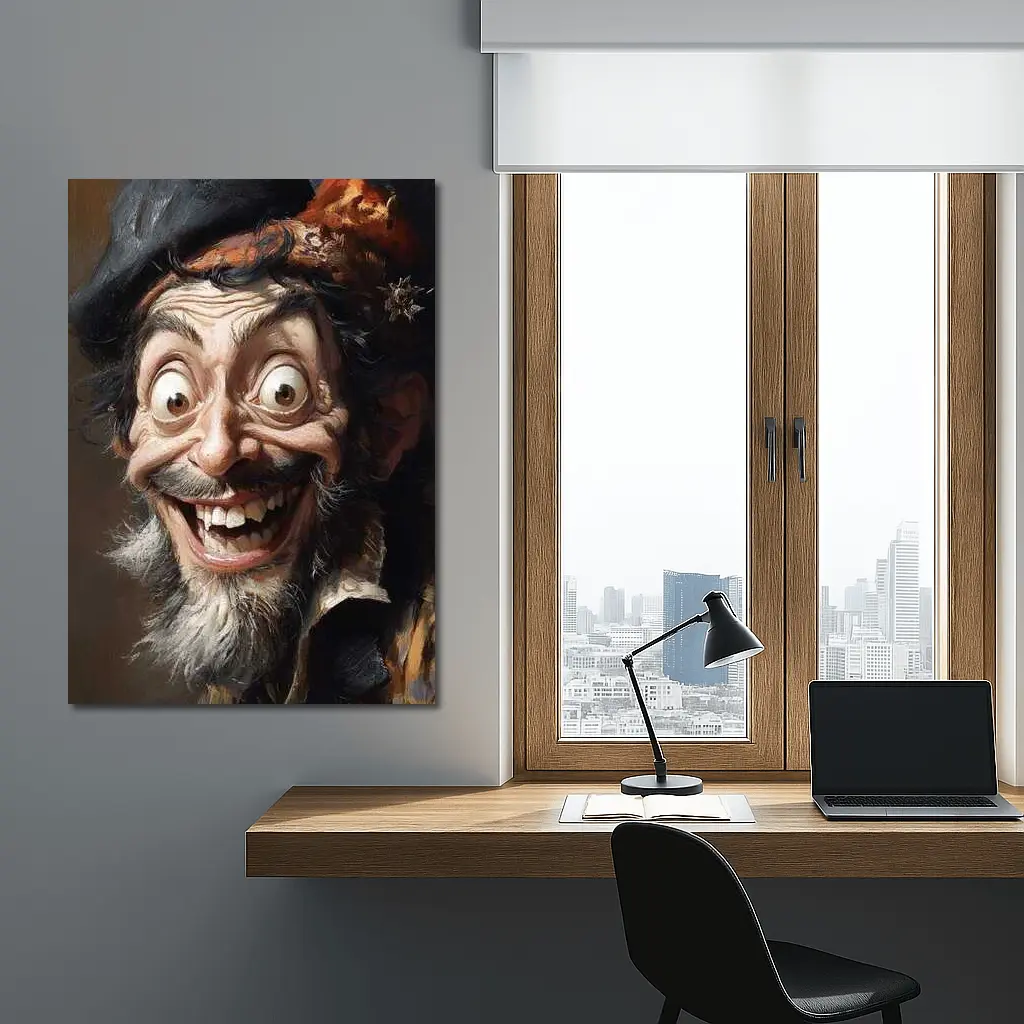 Expressive Old Man Caricature Portrait Painting – Wall Art
