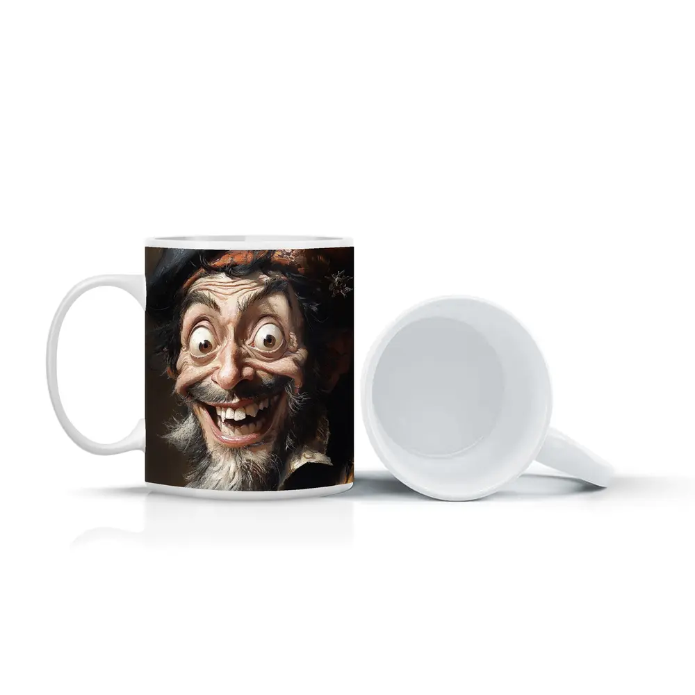 Expressive Old Man Caricature Portrait Painting – Mugs