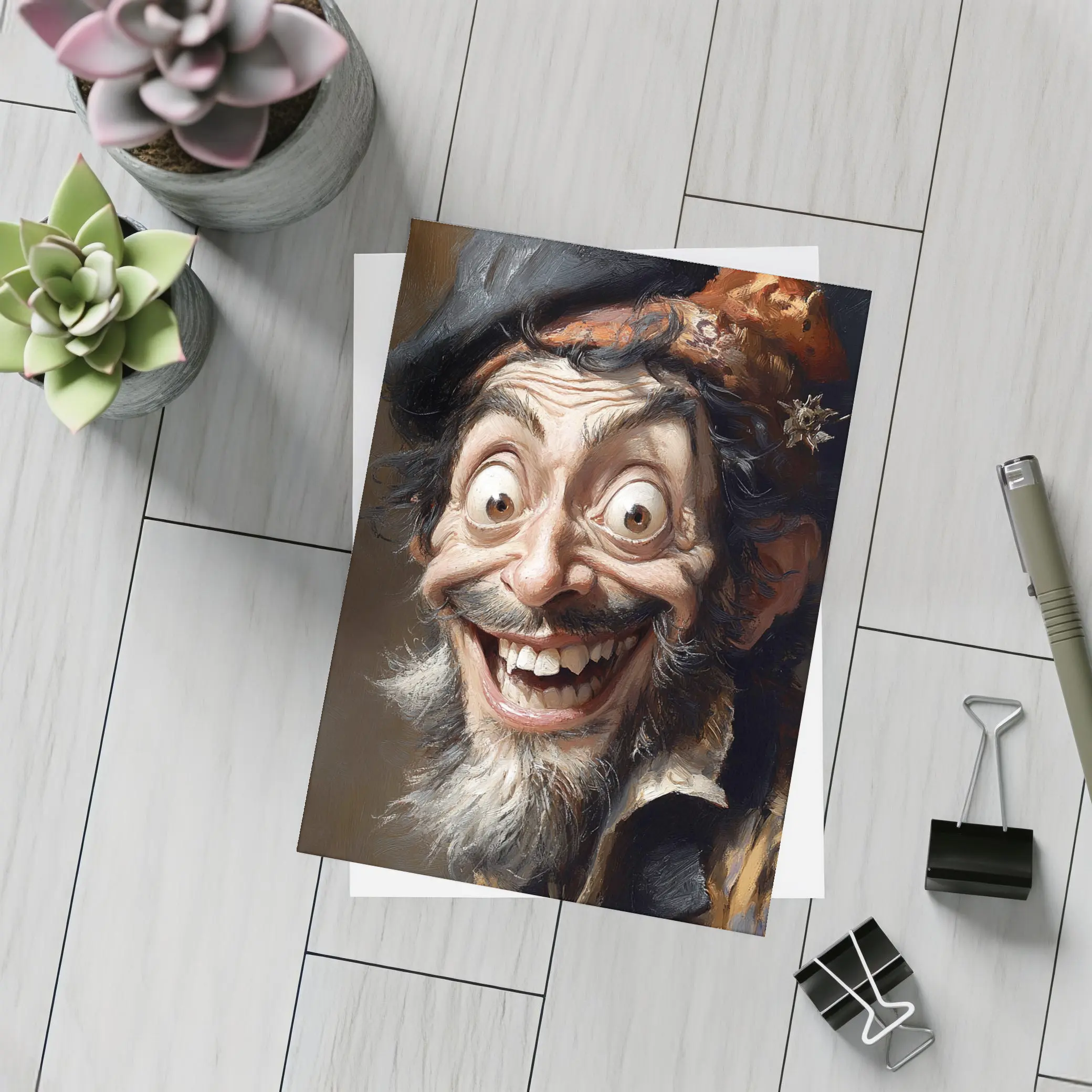 Expressive Old Man Caricature Portrait Painting – Postcards