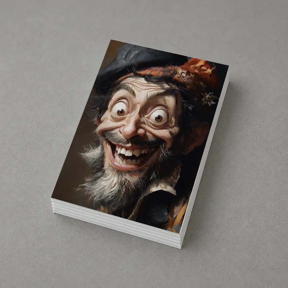 Expressive Old Man Caricature Portrait Painting – Postcards