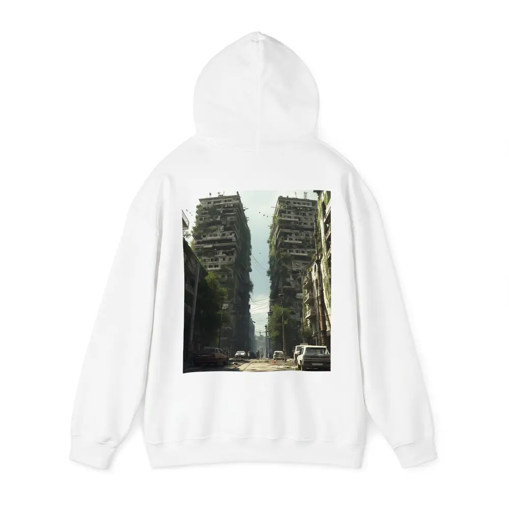 Abandoned City Street Overgrown Buildings Post Apocalyptic – Hoodies
