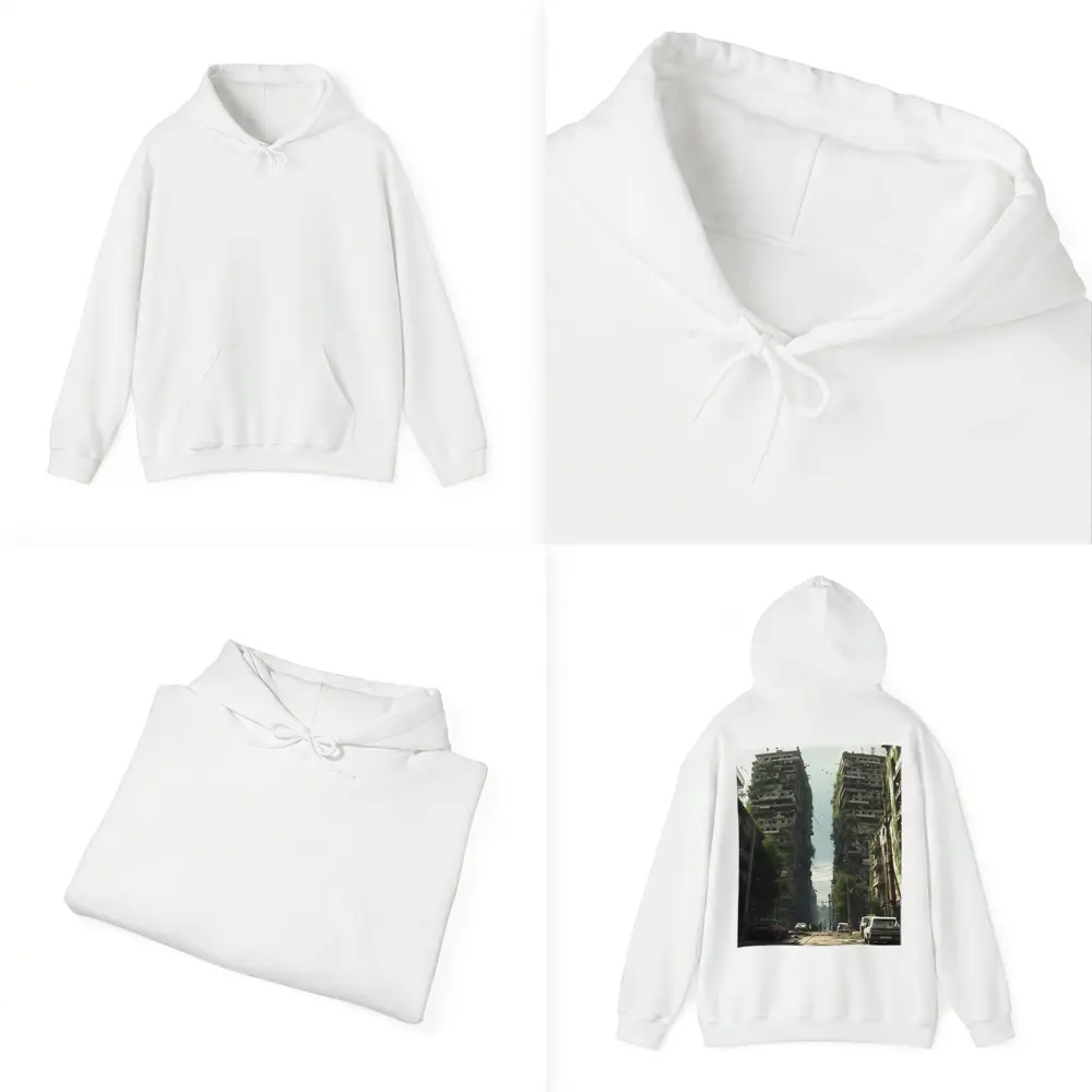 Abandoned City Street Overgrown Buildings Post Apocalyptic – Hoodies