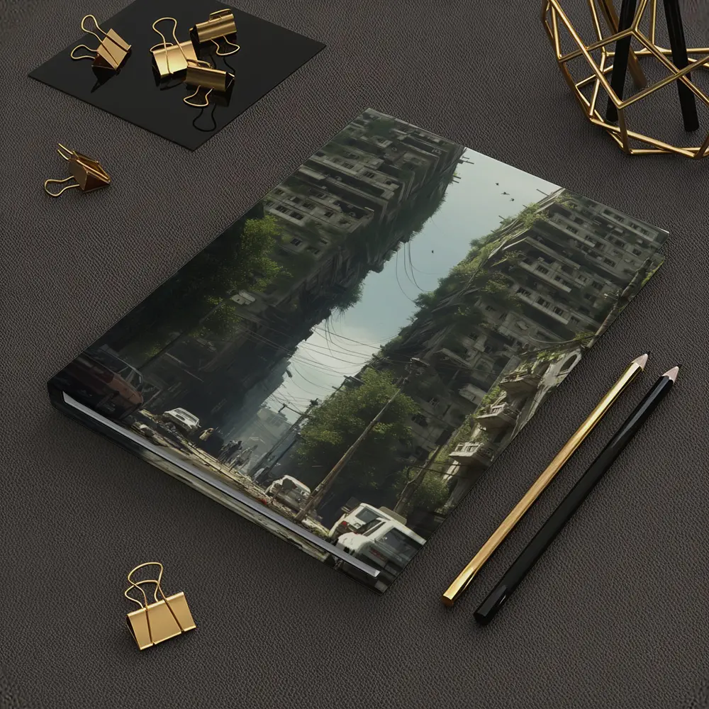 Abandoned City Street Overgrown Buildings Post Apocalyptic – Notebooks