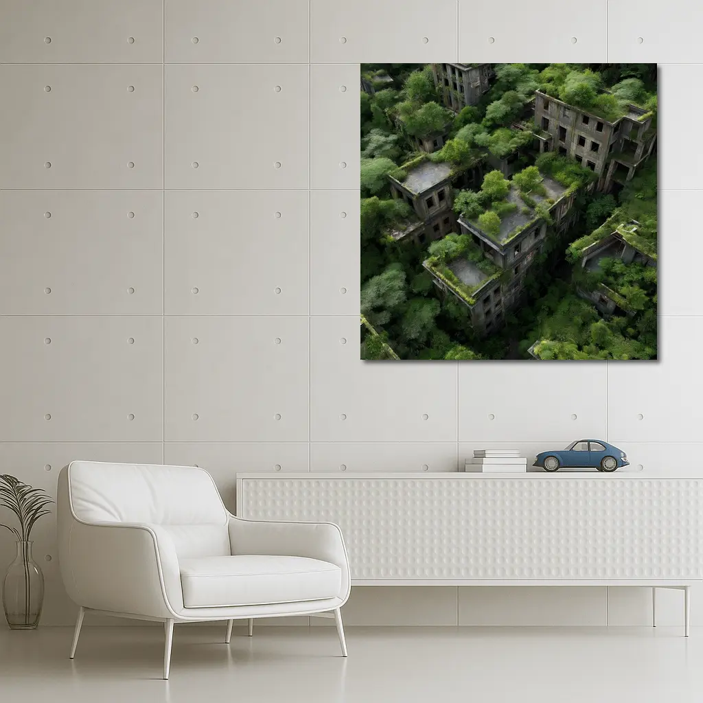 Abandoned City Ruins Overgrown With Dense Forest – Wall Art