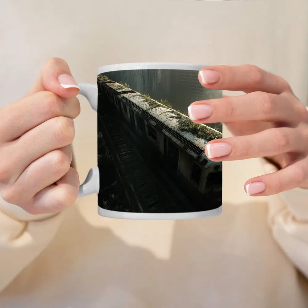 Abandoned Overgrown Train Ruined City Apocalypse – Mugs