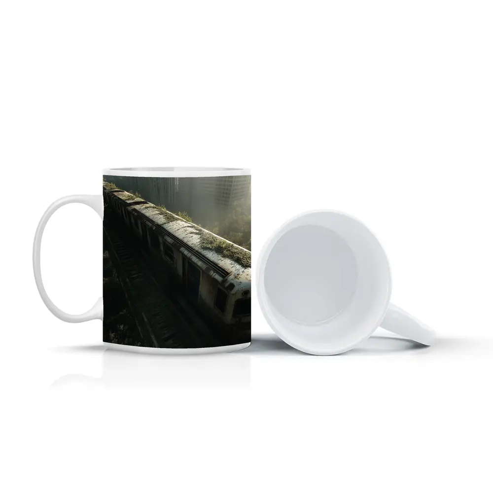 Abandoned Overgrown Train Ruined City Apocalypse – Mugs