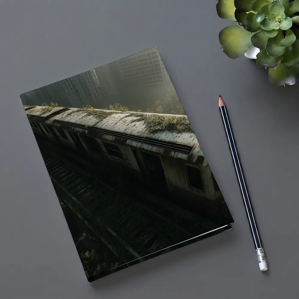 Abandoned Overgrown Train Ruined City Apocalypse – Notebooks
