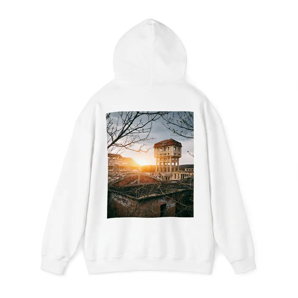 Abandoned Building Ruins At Golden Sunset – Hoodies