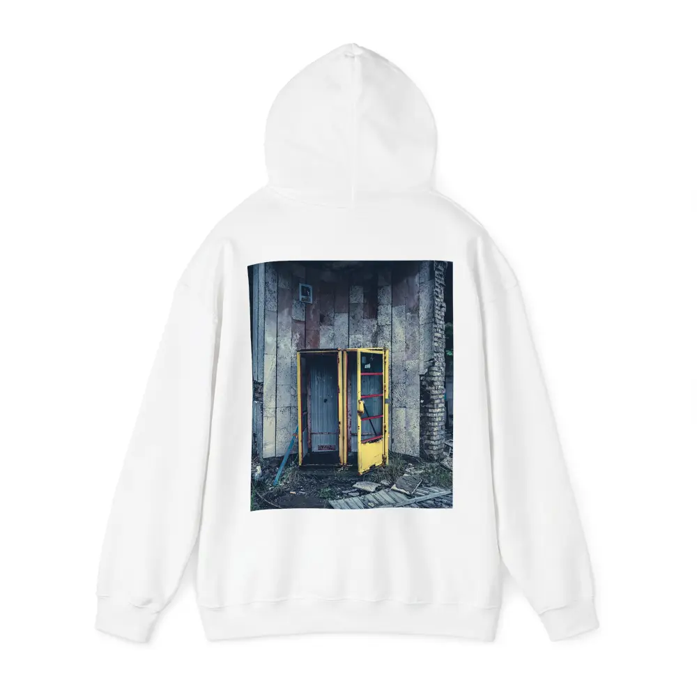Abandoned Yellow Phone Booth Overgrown Ruins – Hoodies