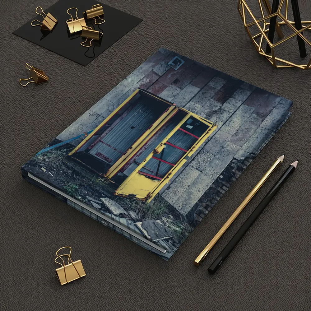 Abandoned Yellow Phone Booth Overgrown Ruins – Notebooks