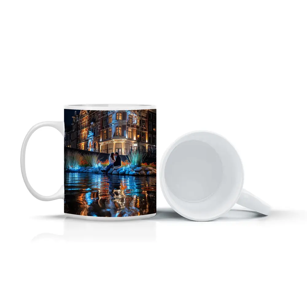 Couple by Amsterdam Canal at Night – Mugs