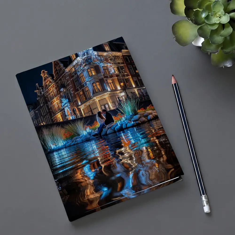 Couple by Amsterdam Canal at Night – Notebooks
